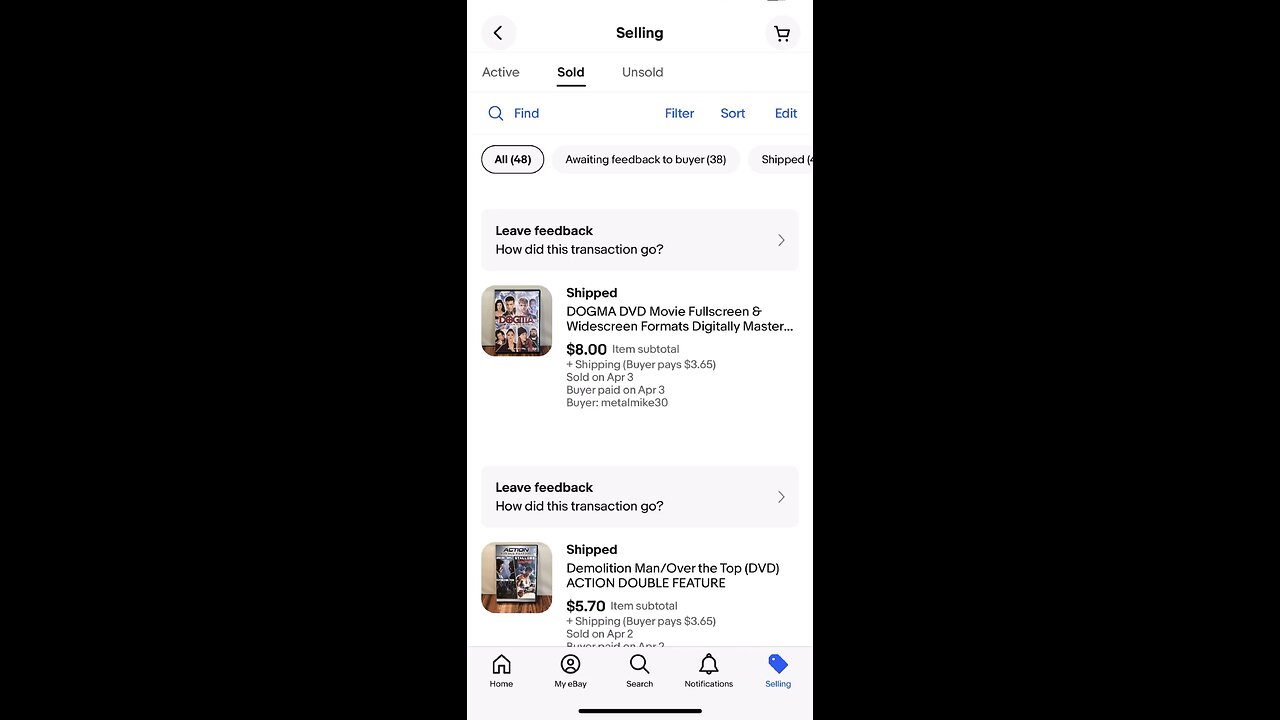 Sharing some of my Sells on eBay
