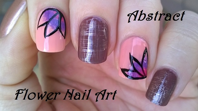 Abstract flower & dry brush nail art