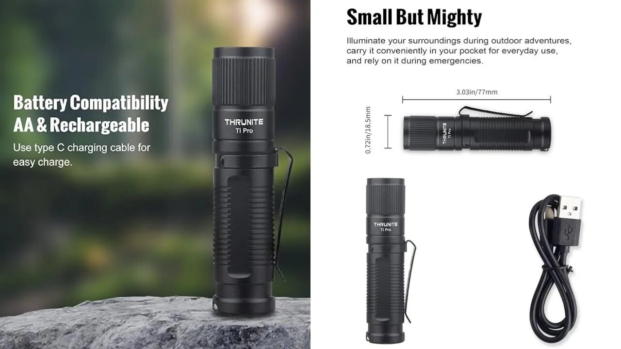 ThruNite Ti Pro 1012 lumen rechargeable or AA battery compatible !