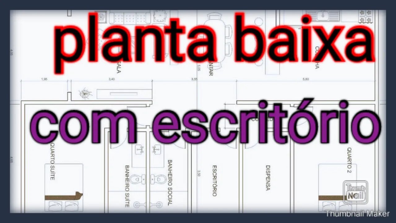 planta baixa de casa com escritório