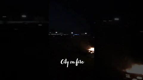 Fire burning in the city