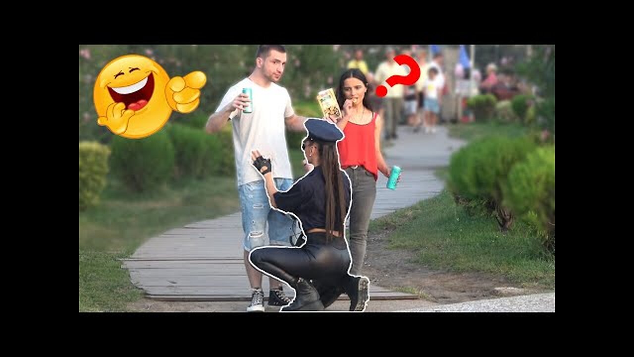 Fake POLICE OFFICER Prank 😂 Checking out strangers 😋