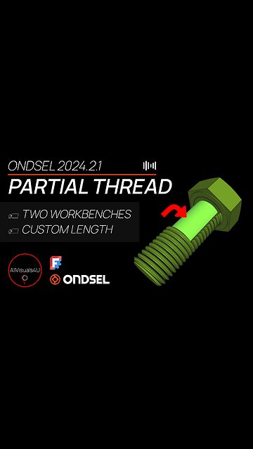 🔩 Create A Partially Threaded Screw In Ondsel - FreeCAD Fasteners Workbench -FreeCAD Thread Tutorial
