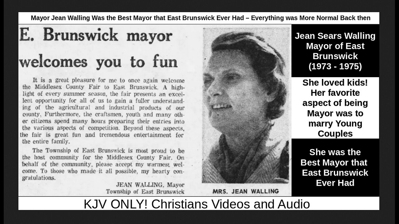 Mayor Jean Walling Was the Best Mayor East Brunswick Ever Had – Everything was More Normal Back then