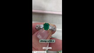 2.41tcw Emerald & Diamond 3 Stone with gallery Accents engagement anniversary Ring 14K