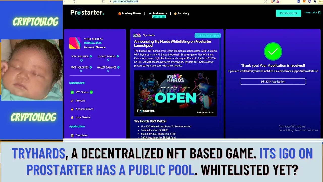 Tryhards, A DECENTRALIZED NFT BASED game. Its IGO On Prostarter Has A Public Pool. Whitelisted Yet?