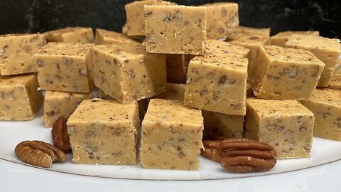 Buttered Rum Fudge, made with Vanilla Frosting, Butterscotch Chips & Pecans!