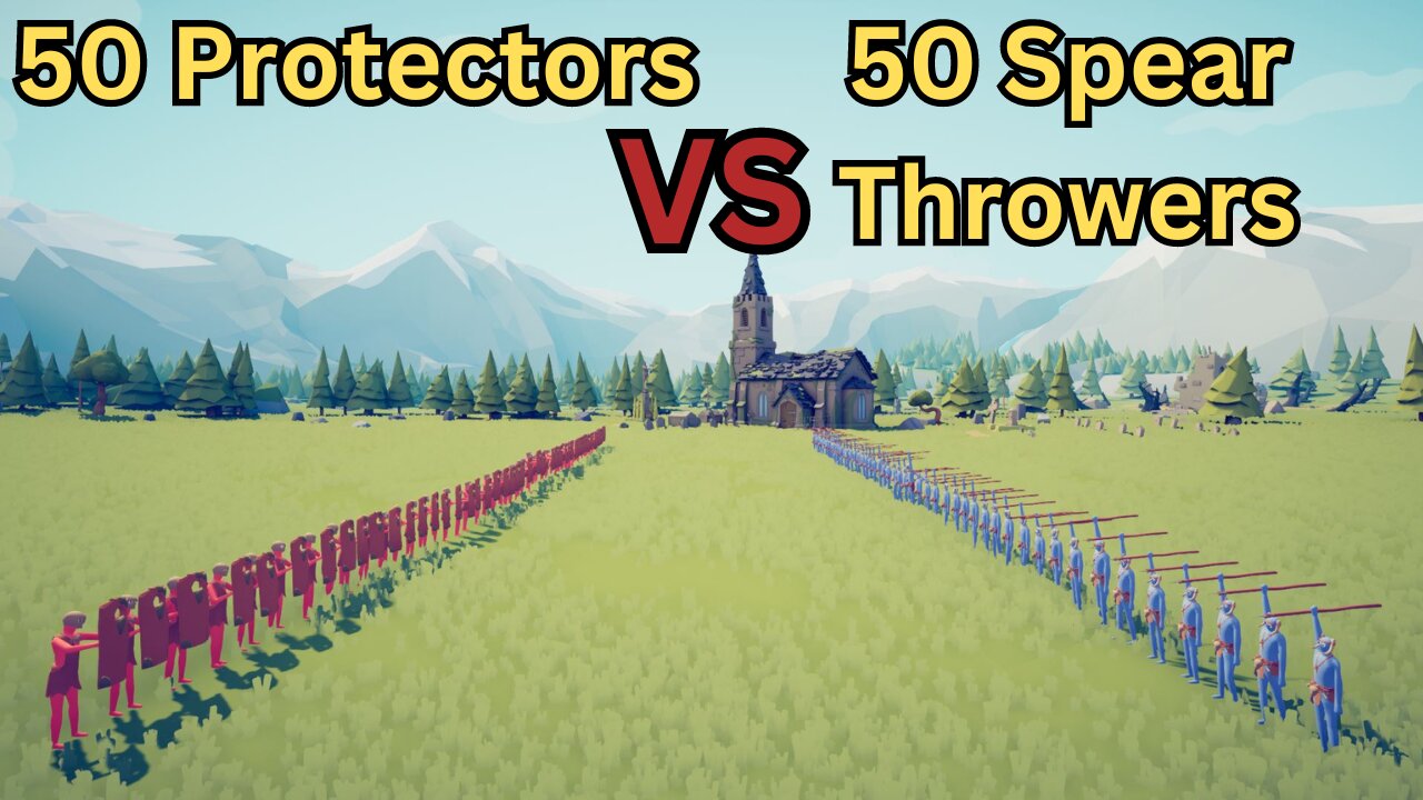 50 Protectors Versus 50 Spear Throwers || Totally Accurate Battle Simulator