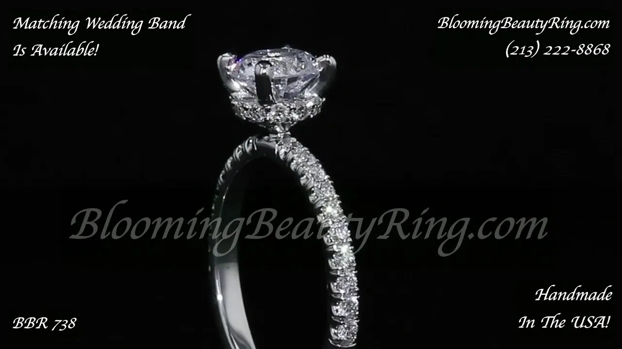 BBR 738 Hidden Halo Unique Engagement Ring Handmade In The USA