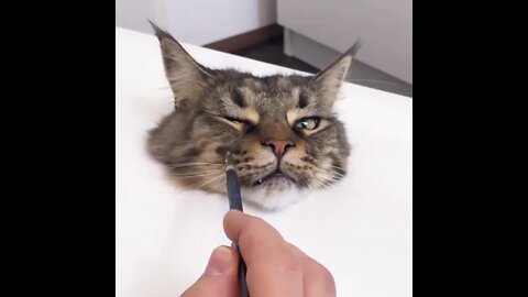 Extremely realistic cat painting!