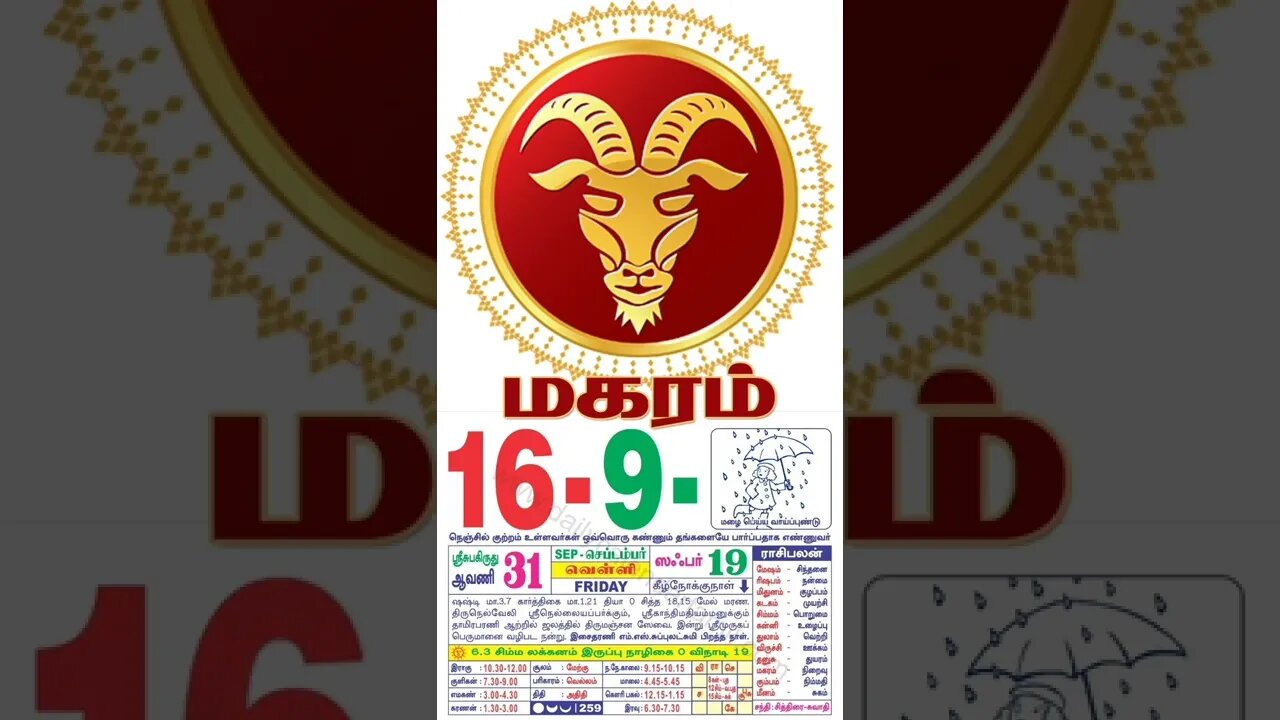மகரம் || இன்றைய ராசிபலன் || 16|09|2022 வெள்ளிக்கிழமை