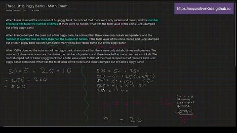 Three Little Piggy Banks - Math Count