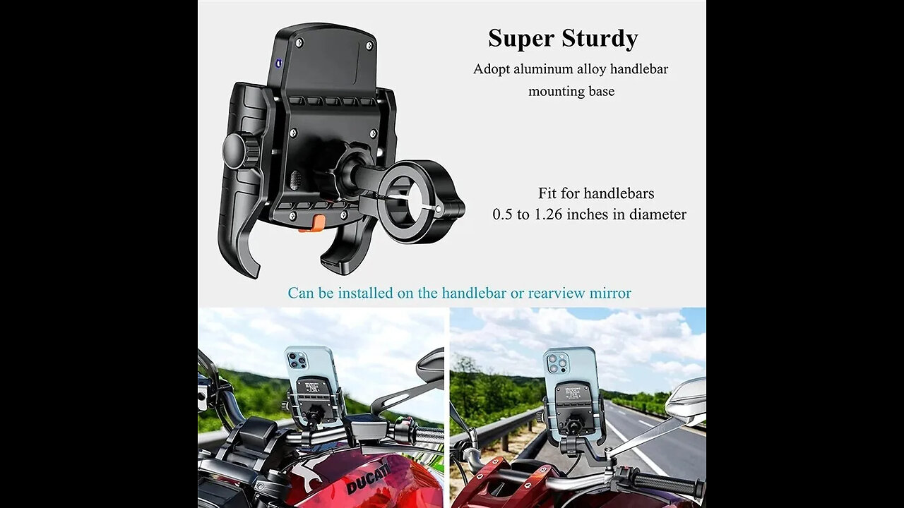 Motorcycle Phone Holder Wireless Charger | Motorbike Mirror Mobile Stand Support USB Fast Charging