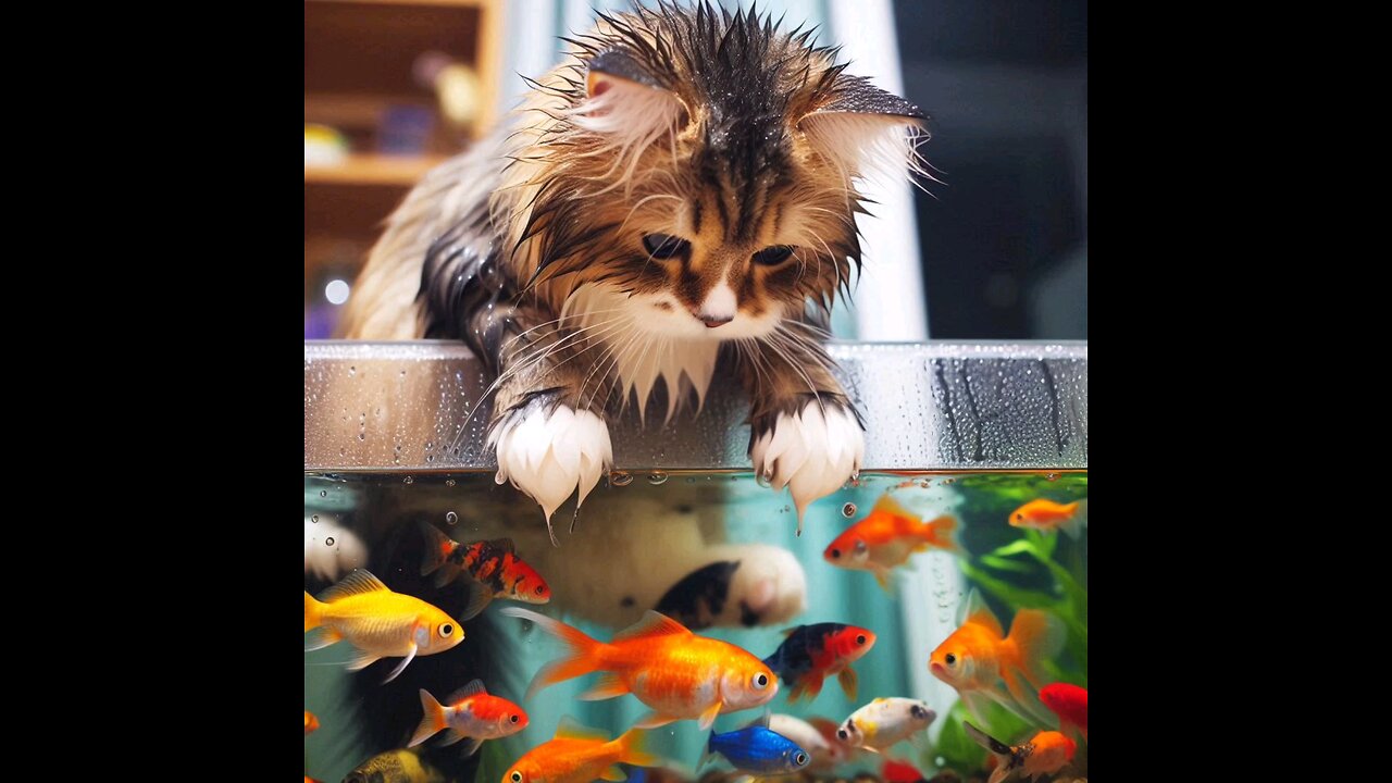 A little cat trying to catch fish 🐈🐟