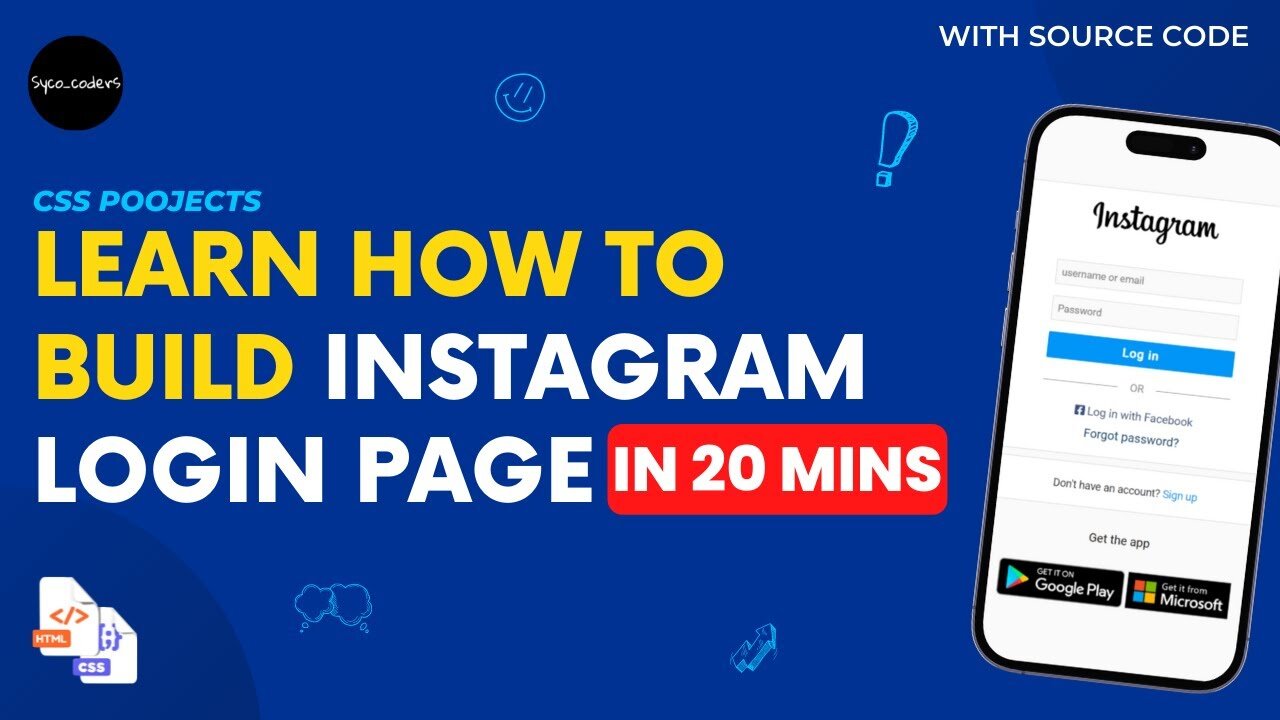 INSTAGRAM LOGIN PAGE IN 20 MINS || HOW TO BUILD LOGIN PAGE WITH HTML CSS 2022 ||