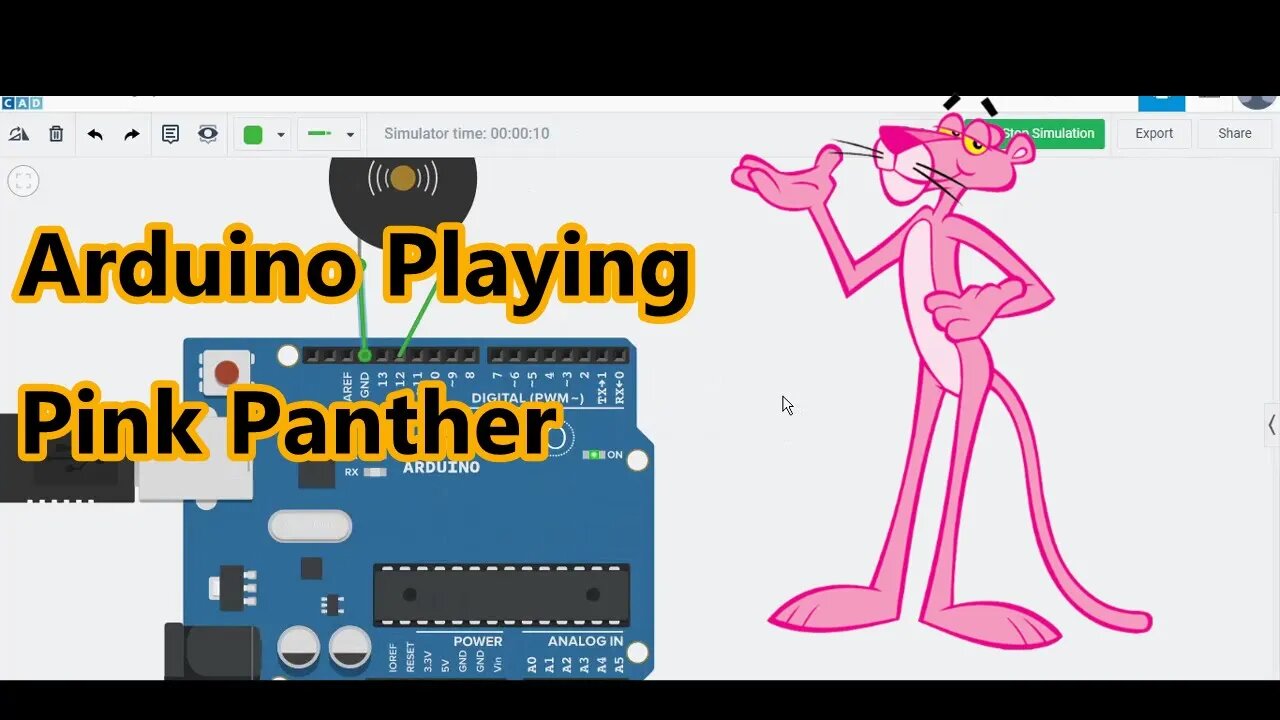 Arduino Playing Pink Panther Theme on Tinkercad