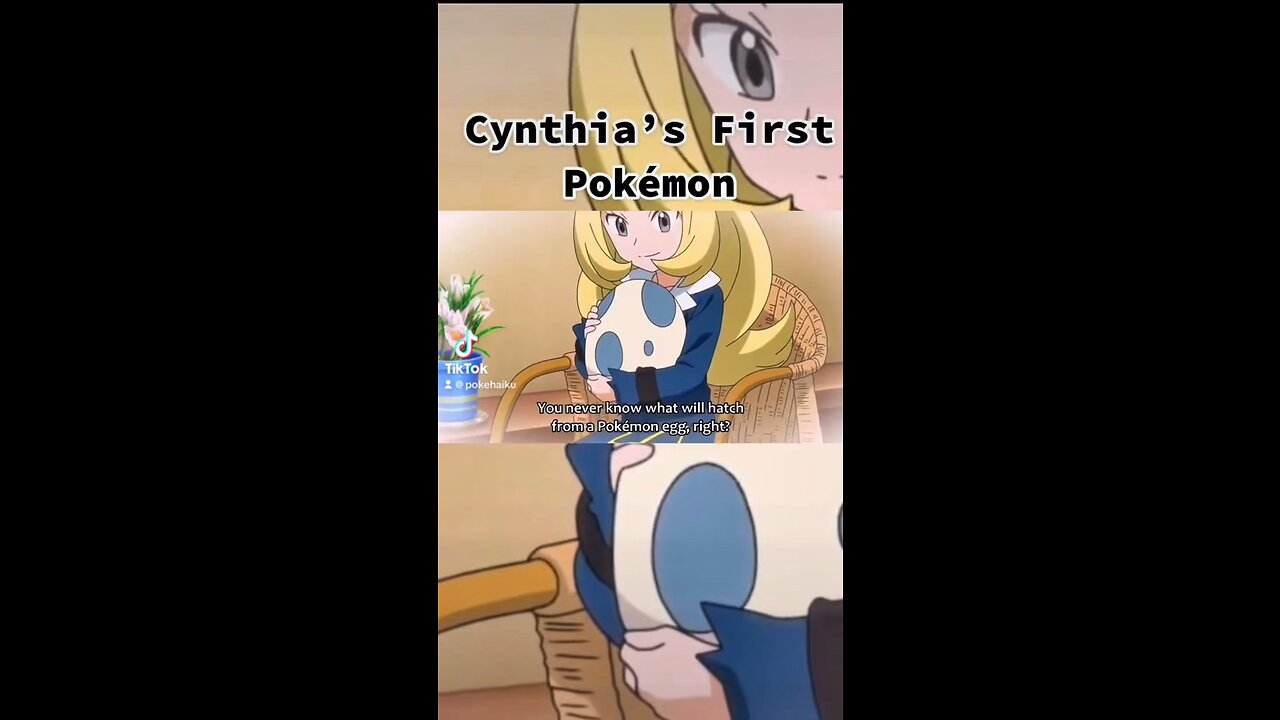 Cynthia - Her First Pokémon… Egg… Gible… Sobbing 🥲 #pokemon #lore #favorite #champion #lucario