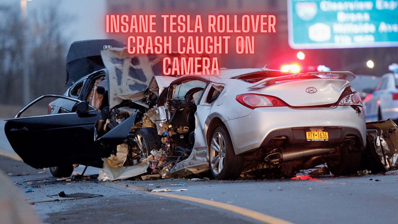 INSANE TESLA ROLLOVER CRASH CAUGHT ON CAMERA