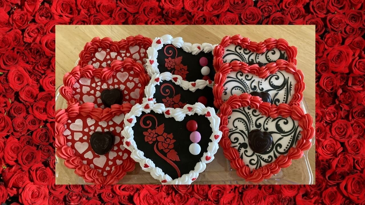 Heart Shaped Stenciled Cookies