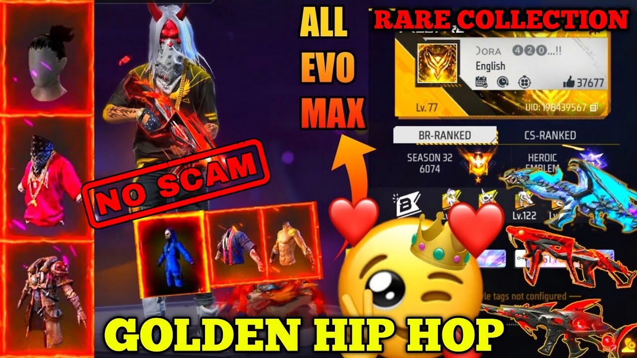 Free fire account sell | all Evo gun max| golden hip hop || 89 level