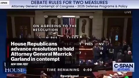 The US House has just voted 208-207 to hold Merrick Garland in contempt of Congress