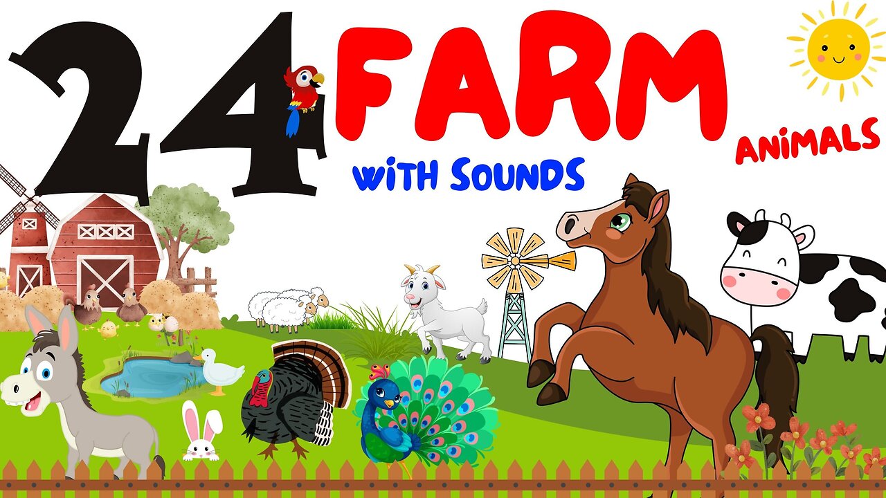 24 Farm Animals with sounds | English Education for Toddlers and Kids