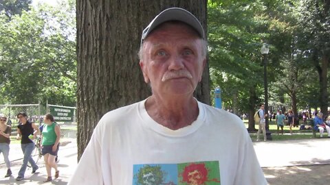 John with a great sign on the Boston Common 8 19 17