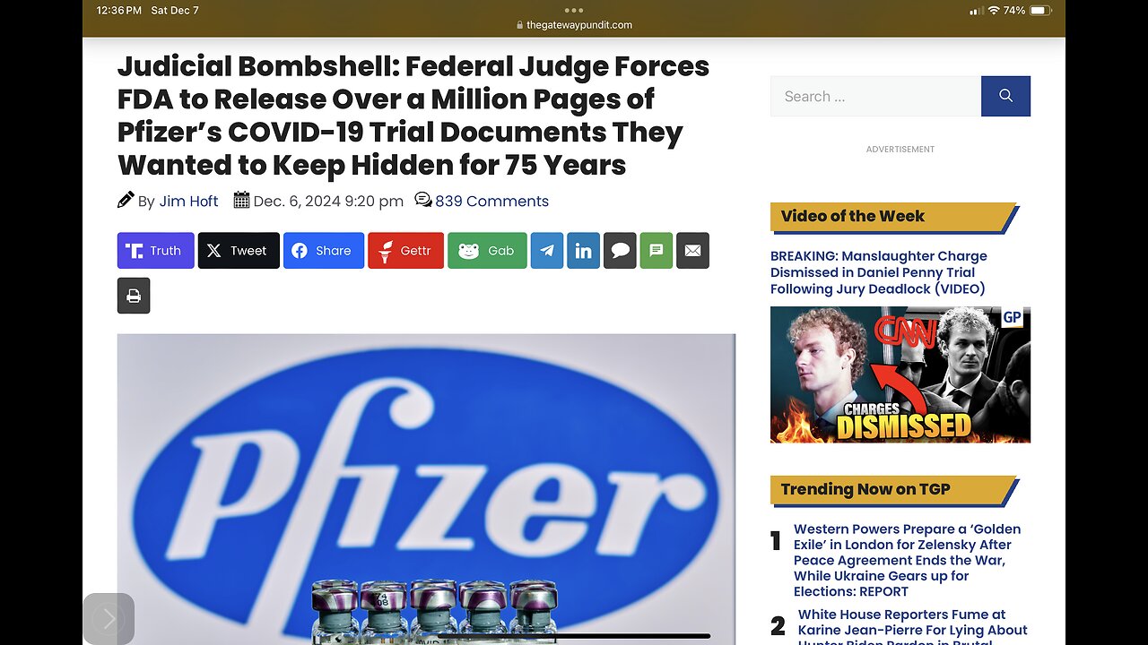 Federal Judge Forces FDA to Release Over a Million Pages of Pfizer’s COVID-19 Trial Documents