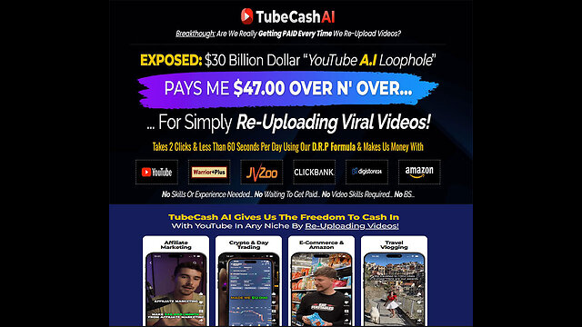 Tube Cash AI Review: Re-upload Viral Videos, Earn $100+/Day with Tube Cash AI!