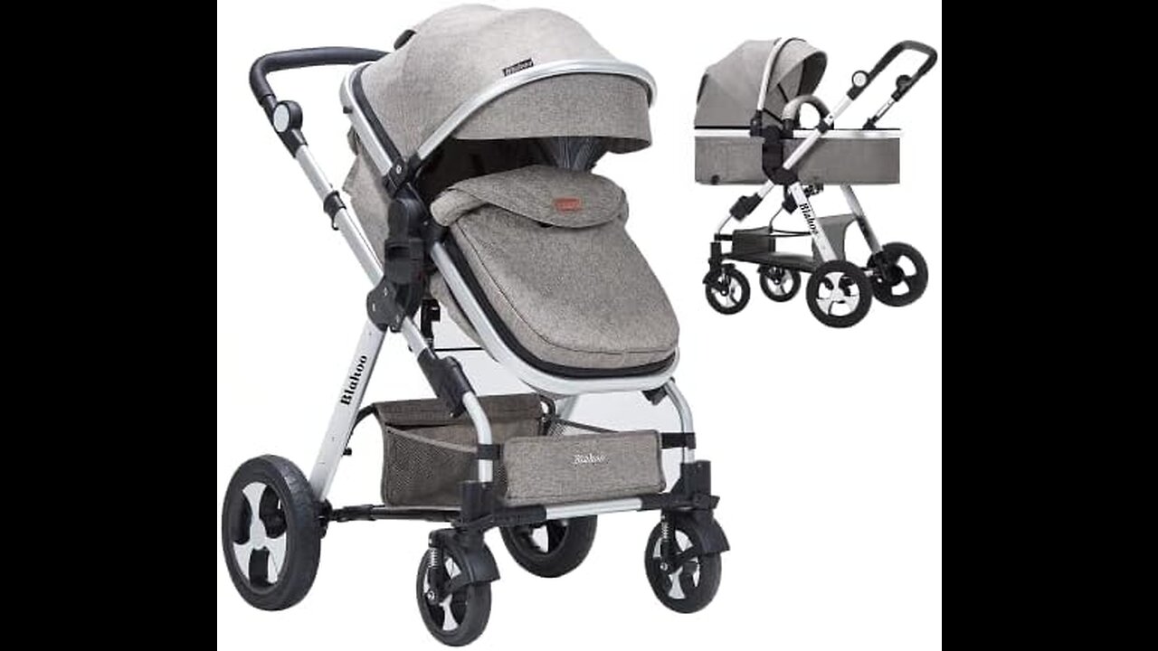 Blahoo Baby Stroller for Newborn, 2 in1 High Landscape Stroller, Foldable Aluminum Alloy Pushch...