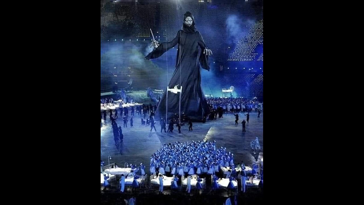 London 2012 Olympics giant figure of death holding a needle