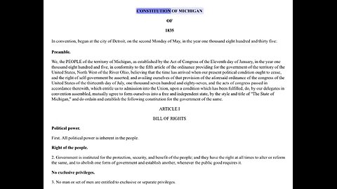 1835 Constitution of Michigan (Original Intent)