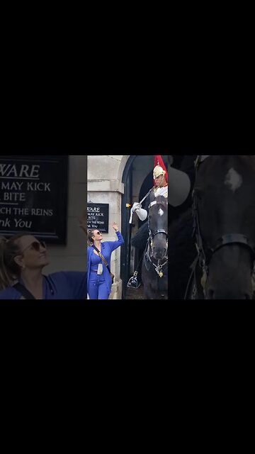 Lol 😆 🤣 😂 she got scared with the look #horseguardsparade