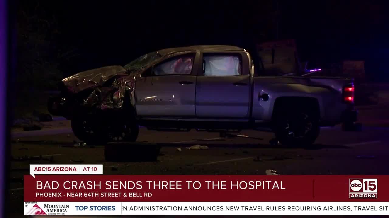 Man, teen and child taken to hospital after crash