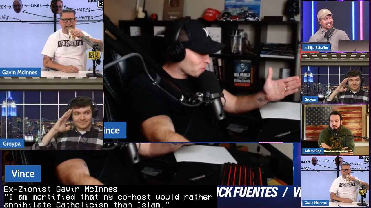 (short clip, digital zoom) Gavin McInnes RAGE QUITS Elijah Schaffer, Nick Fuentes debate