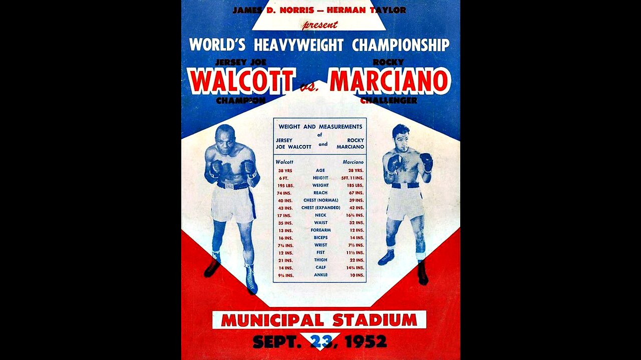 Jersey Joe Walcott vs Rocky Marciano for the Boxing World Heavyweight Championship