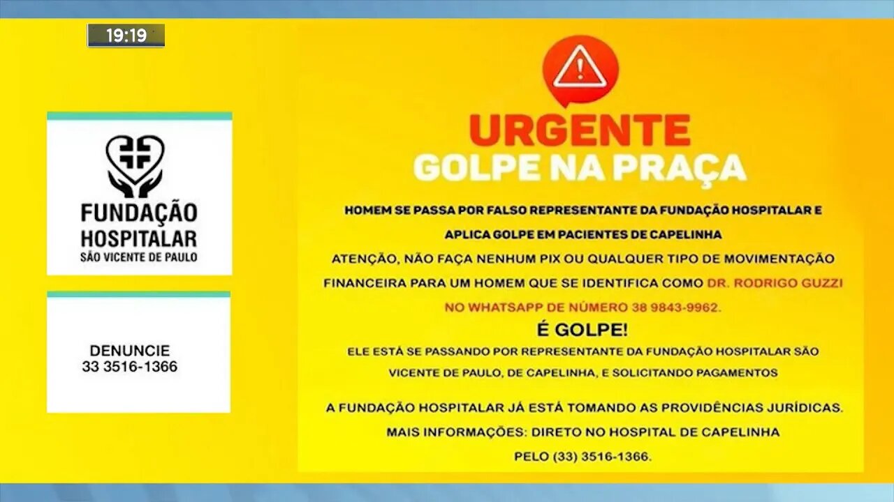 É golpe: Homem se passa por representante da Fundação Hospitalar e engana pacientes de Capelinha.