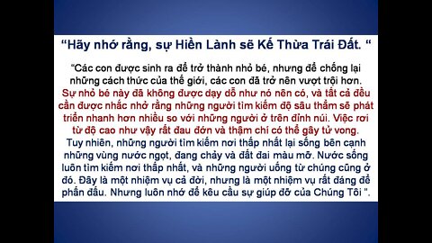 Nước tìm kiếm những nơi thấp nhất.. Hãy nhớ rằng, Kẻ Hiền Lành sẽ Kế Thừa Trái Đất..(Clare)