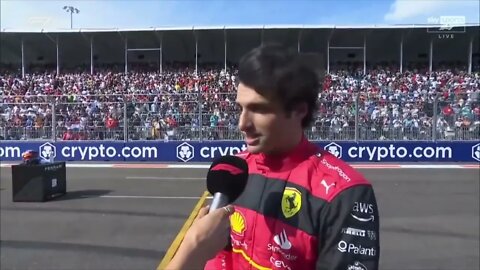 A relieved Carlos Sainz Jr. after P2 in Qualifying for Miami Grand Prix 2022. # miamigp #F1 #Ferrari