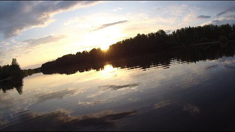 Fishing with spinning. A good perch bite at sunset