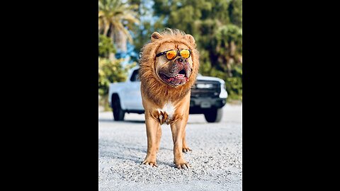 Giant PitBull Halloween “Baby Lion” costume! 🦁🎃