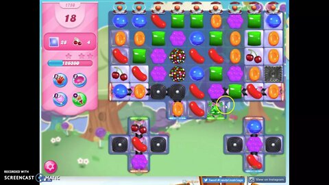 Candy Crush Level 1750 Audio Talkthrough, 1 Star 0 Boosters