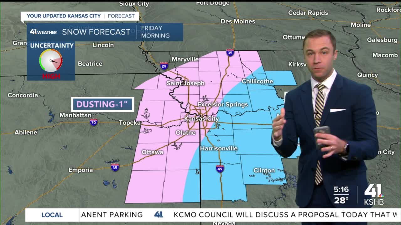 Rain showing up later today, snow possible Friday morning