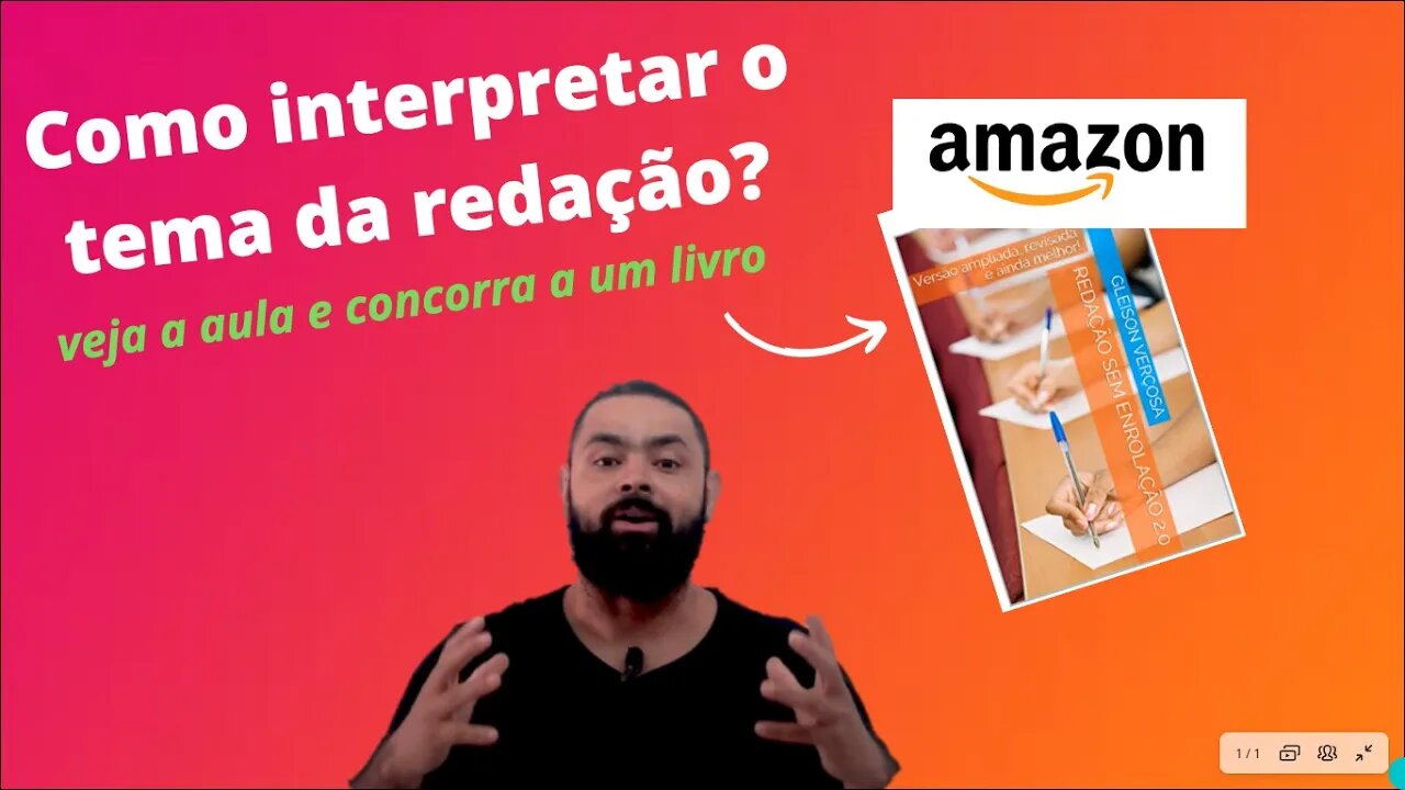 Tema em redação e promoção: ganhe um livro (físico)