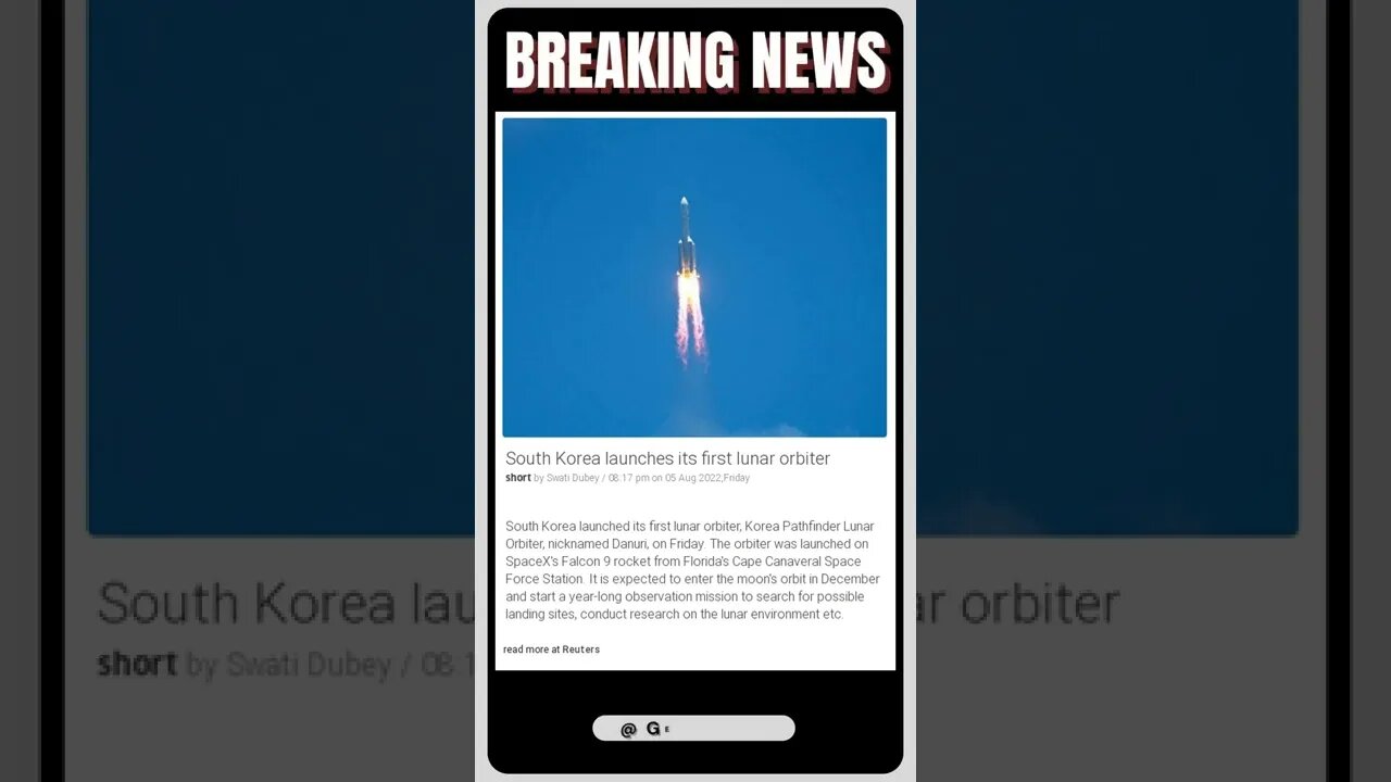 Sensational News: South Korea launches its first lunar orbiter #shorts #news