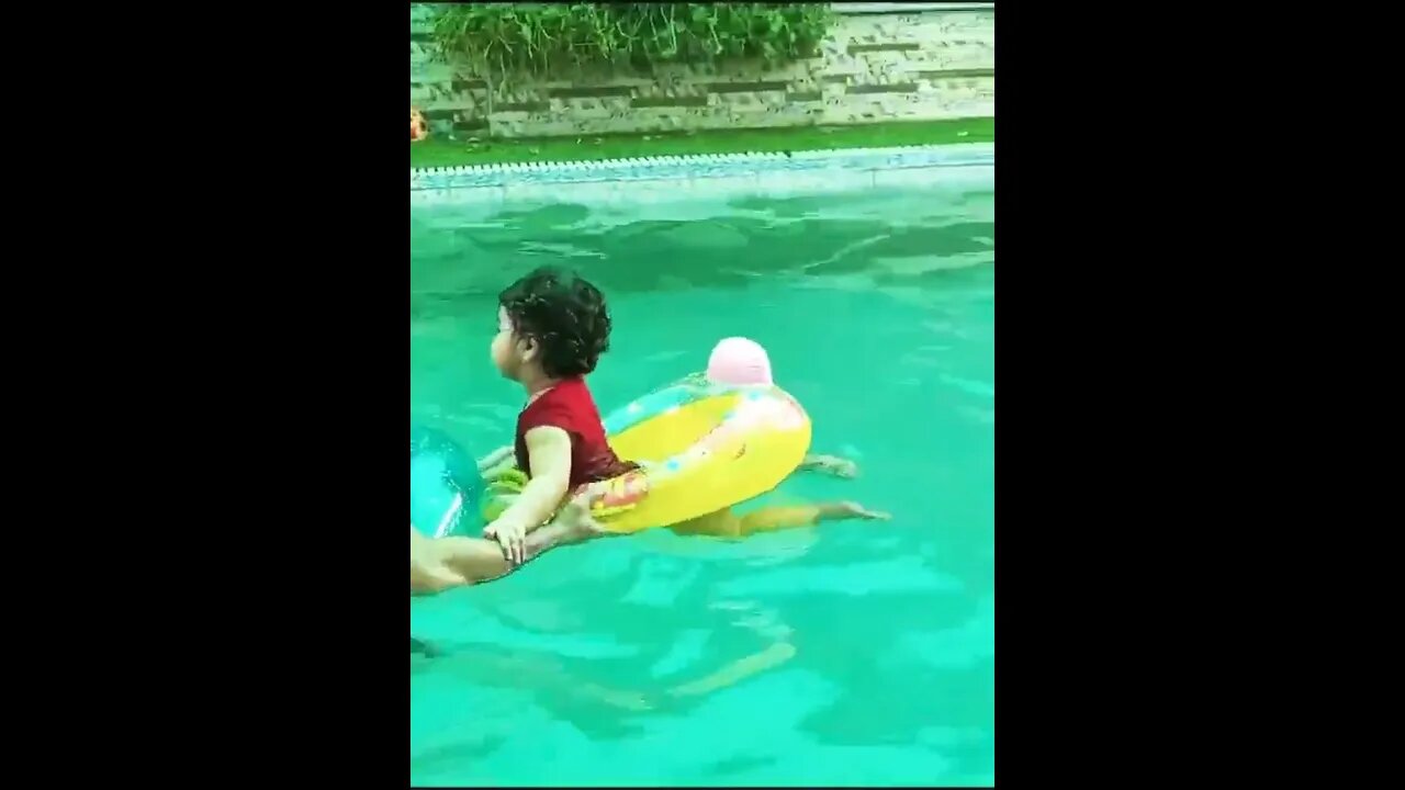 saffana swimming with her chacho #swimming#pool #kidsvideo #cutebaby #youtubeshorts #reels