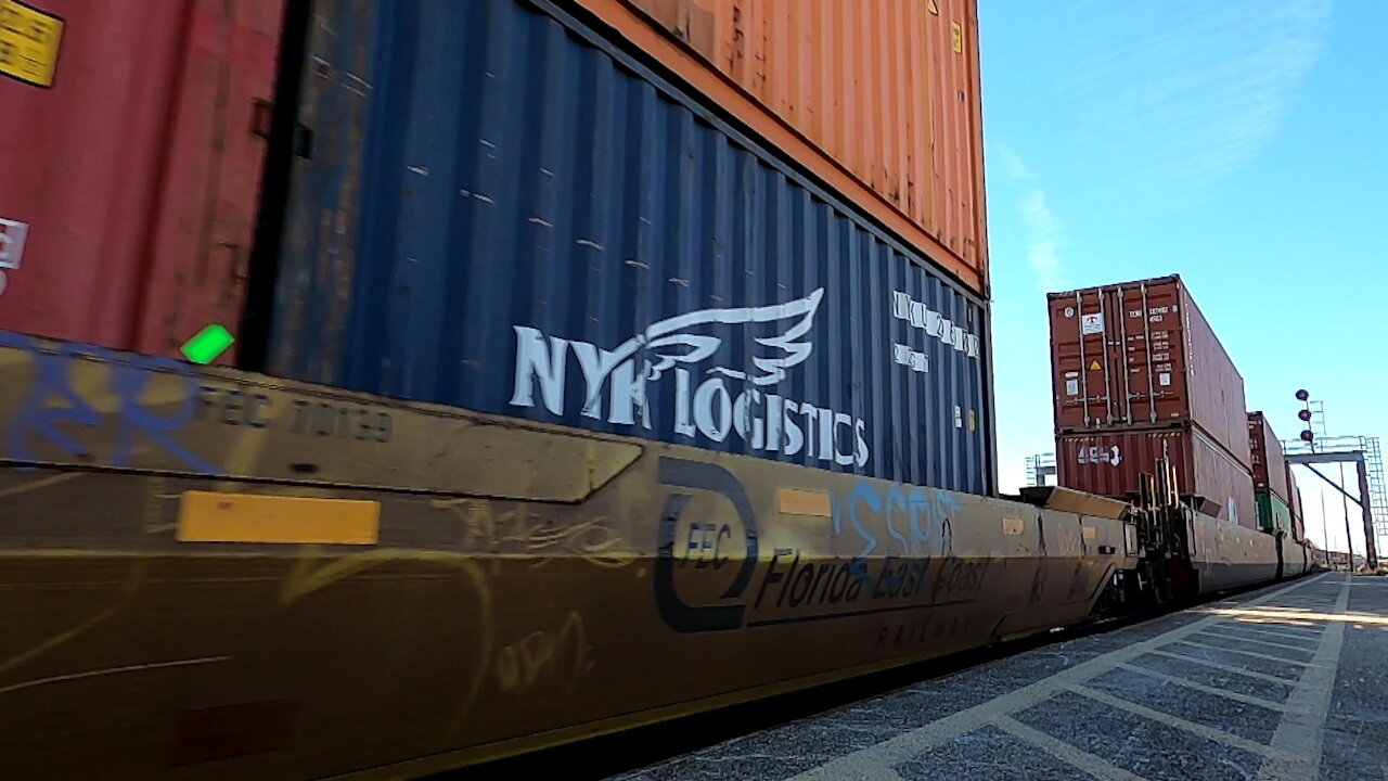 CN 3113 & CN 2541 Engines Intermodal Train In Ontario Sun