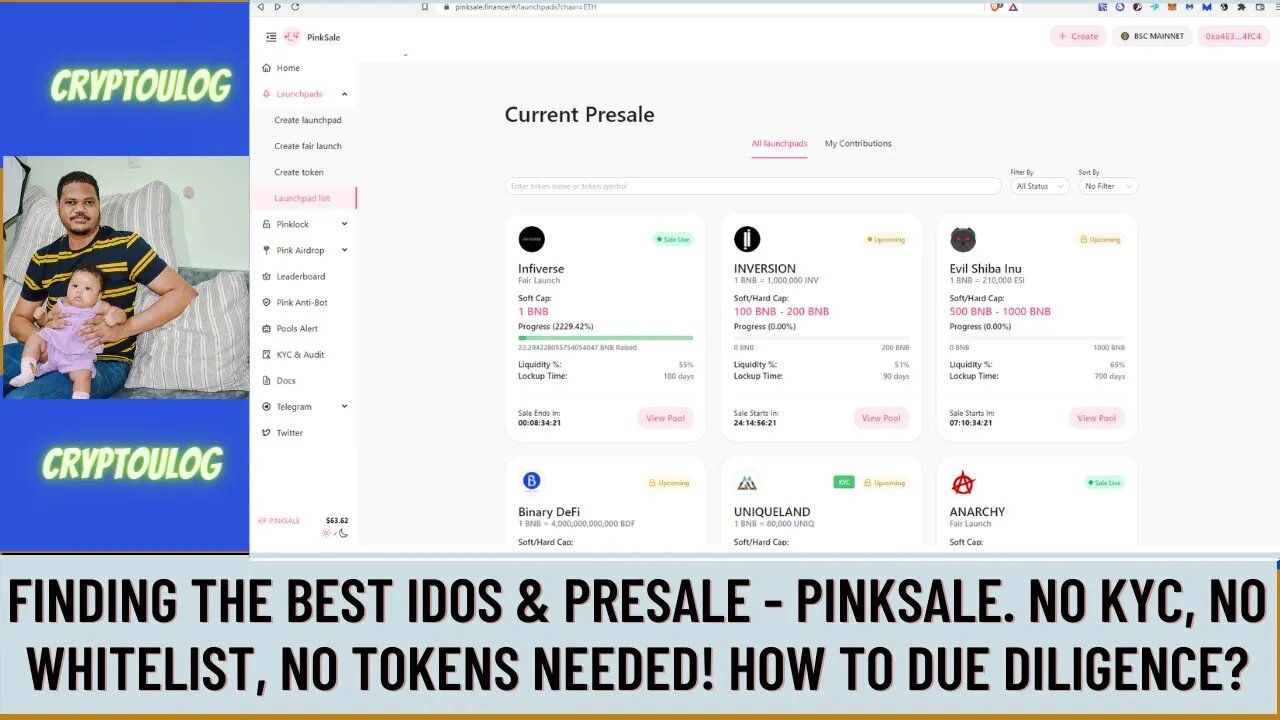 Find The Best IDOs & Presale - Pinksale. No KYC Or Whitelist, No Tokens Needed! How To Due Diligence