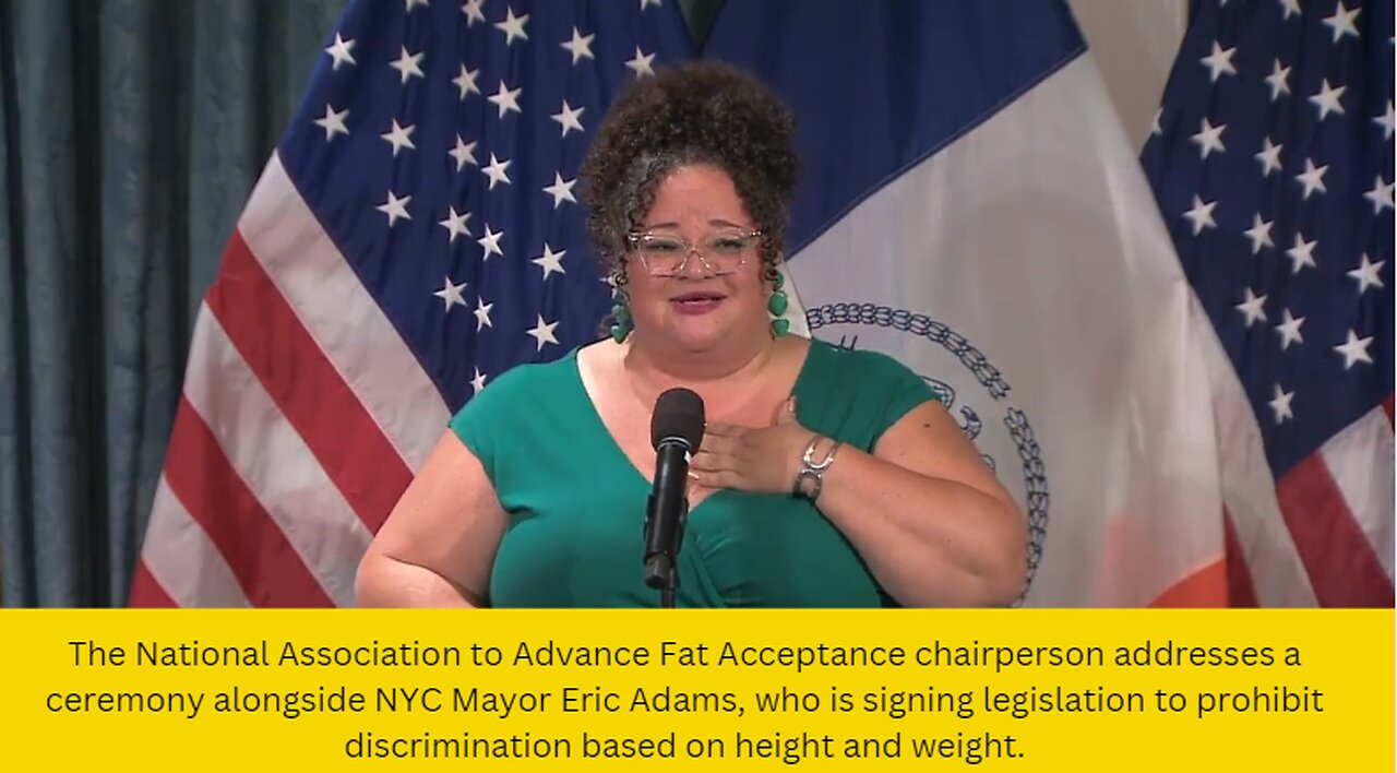 he National Association to Advance Fat Acceptance chairperson addresses a ceremony