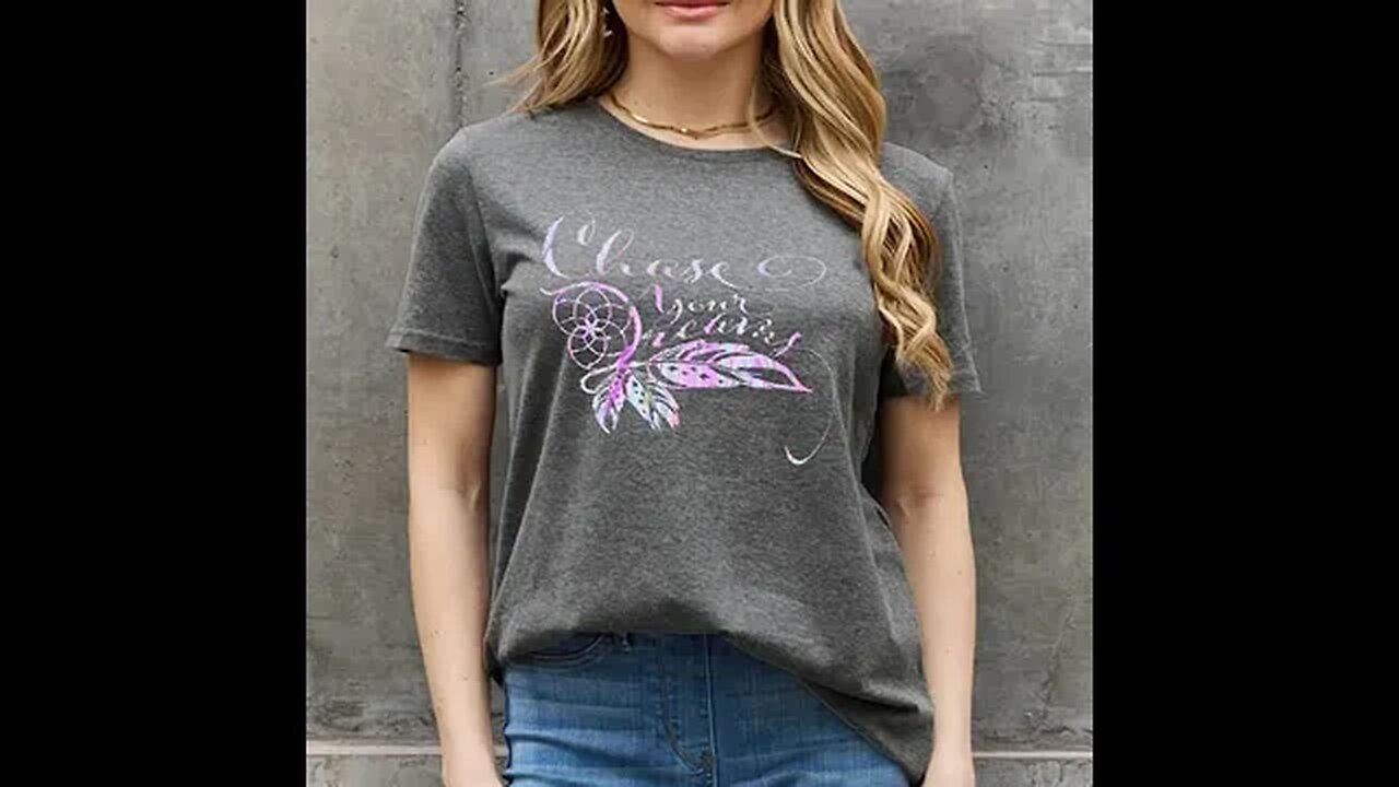 SIMPLY LOVE FULL SIZE CHASE YOUR DREAMS GRAPHIC COTTON TEE